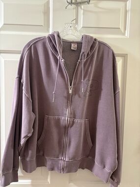 PINK Victoria's Secret Lavender Zip Hoodie with Embossed P Logo